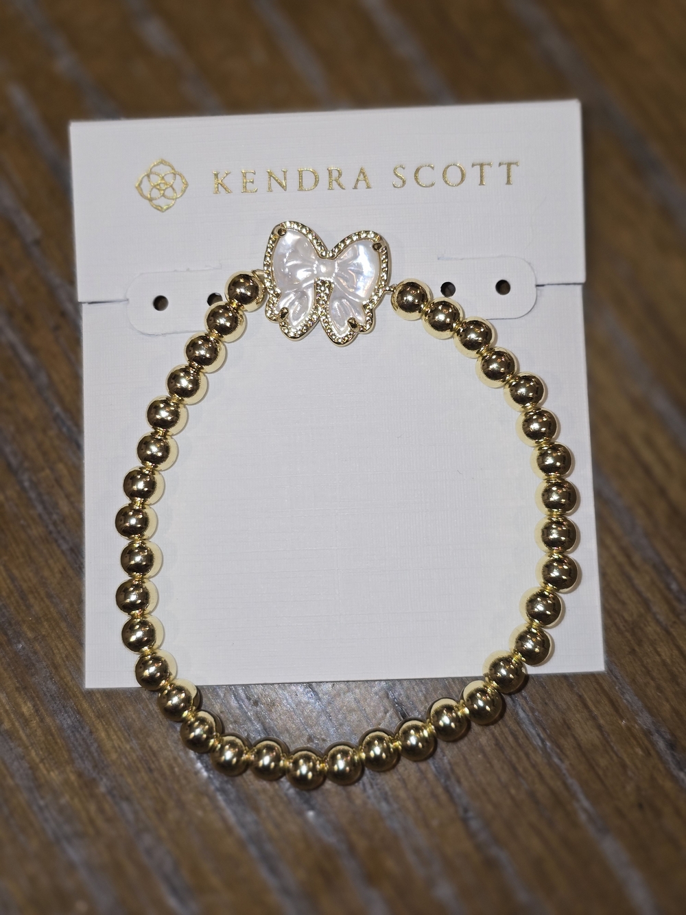 Kendra Scott Gold Beaded Bracelet with Mother-of-Pearl Bow Accent